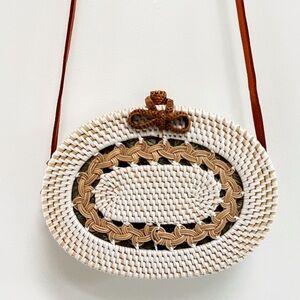 NWOT Handmade Oval Rattan basket bag